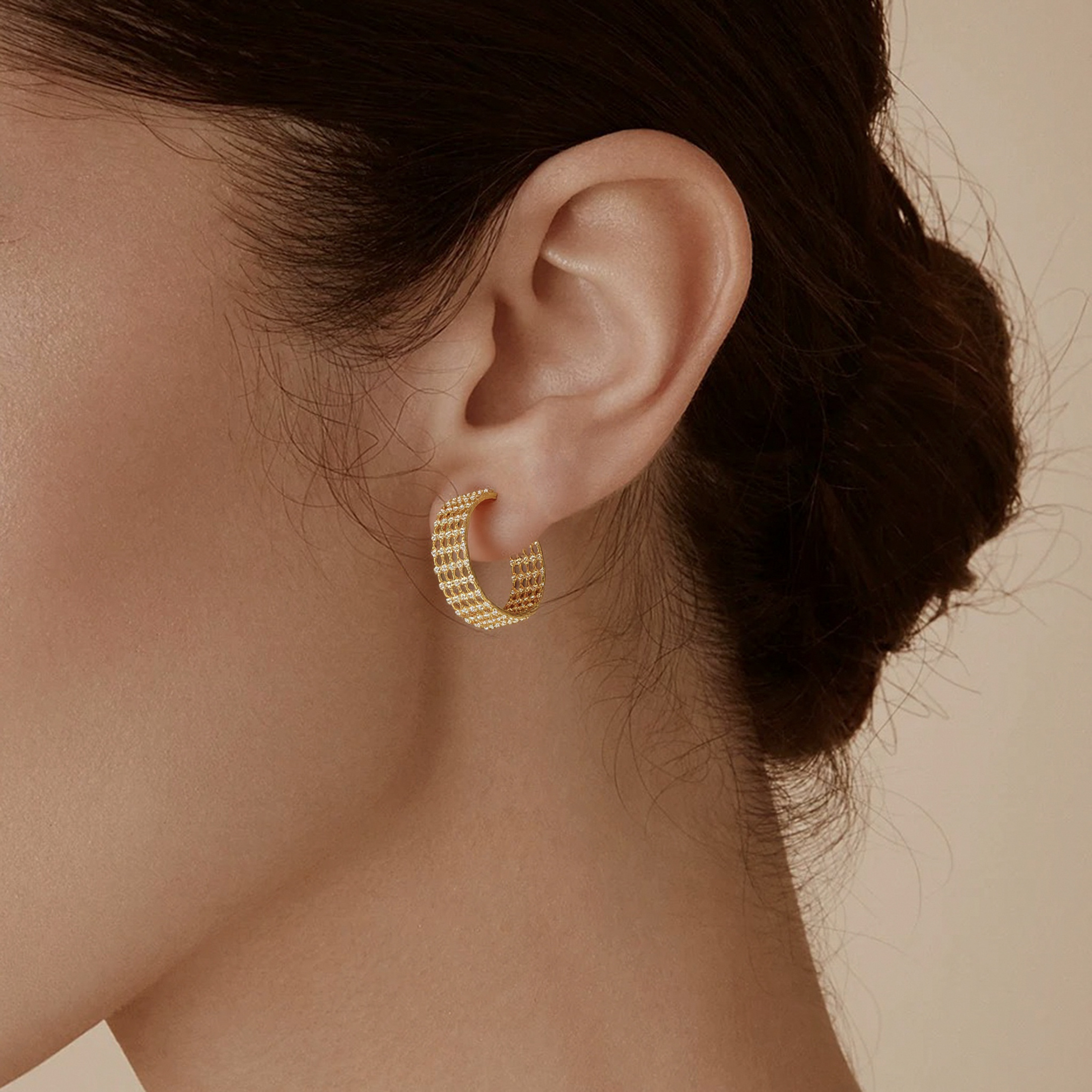 LNCHRAN Women's Wide Hoop Earrings Hypoallergenic Alloy Elegant Detailing